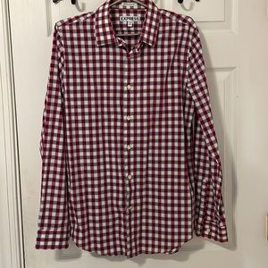 Express Men Red Checkered Button Down Long Sleeve Shirt Extra Slim Fit Size M